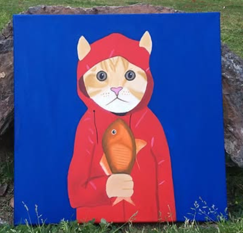 Cat in a Red Rain Coat
