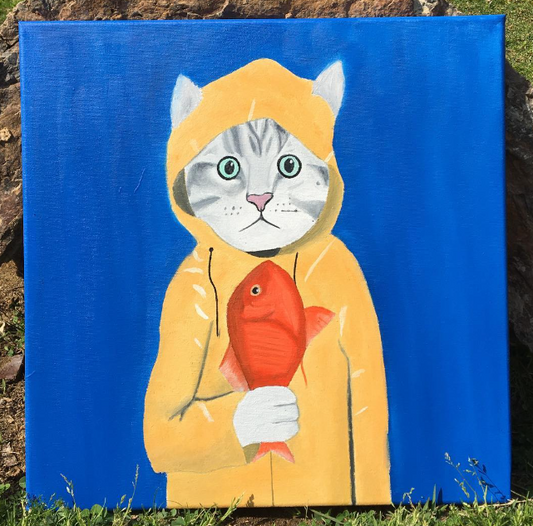 Cat with a Yellow Rain Coat